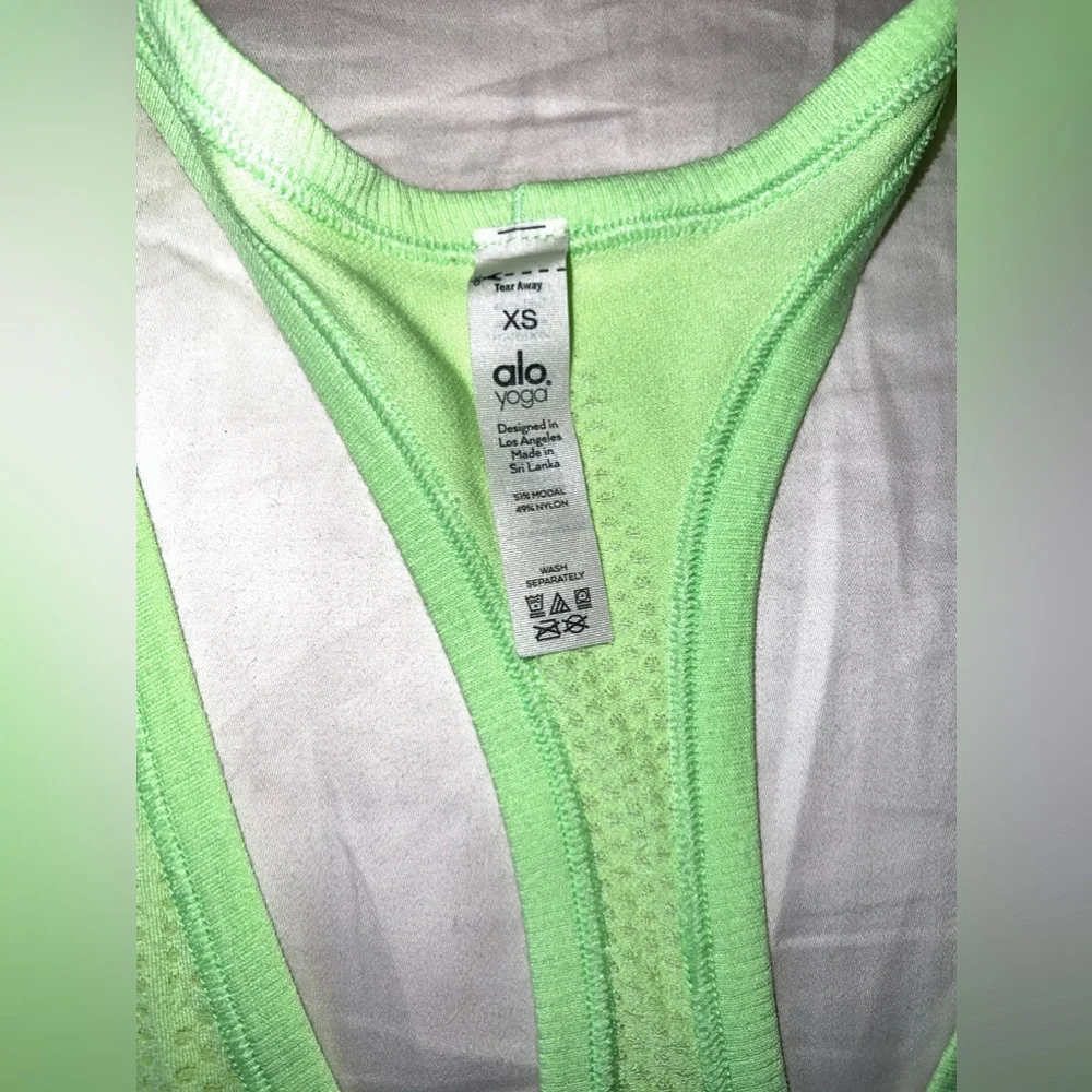 ALO Yoga Neon Green Seamless Essential Tank Size XS